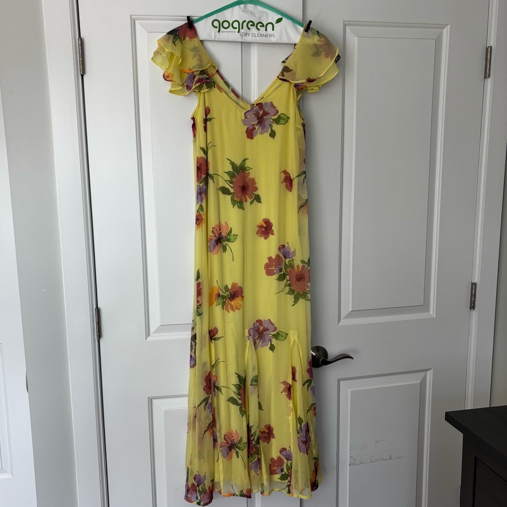 Vero Moda Yellow Floral Ruffle Maxi Dress